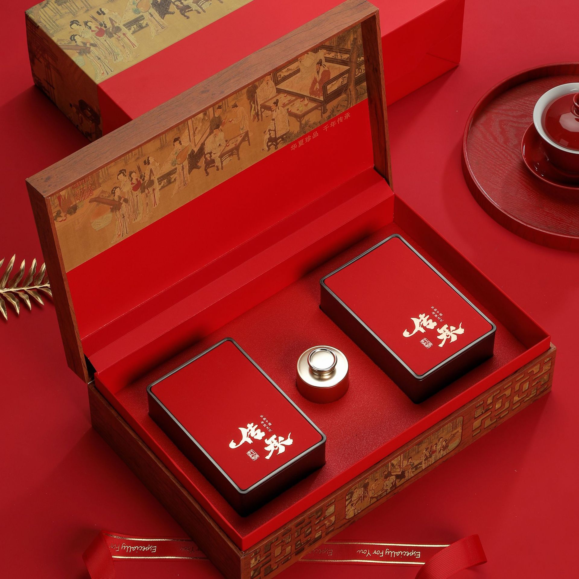 新款通用茶叶礼盒空盒小罐茶红酒礼盒红茶绿茶岩茶包装罐礼盒批发