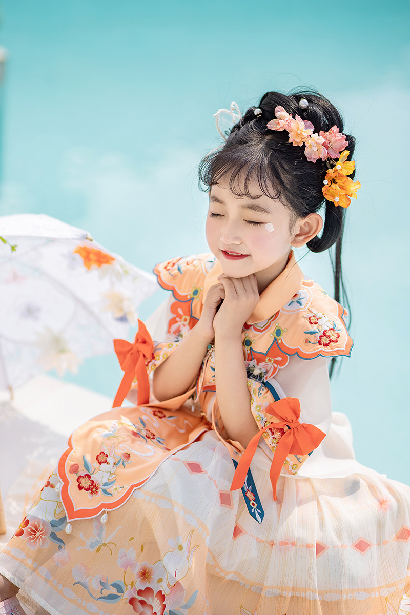 佐木原创天仙子女童淑女汉服中国风女孩两件套童装古装儿童夏批发