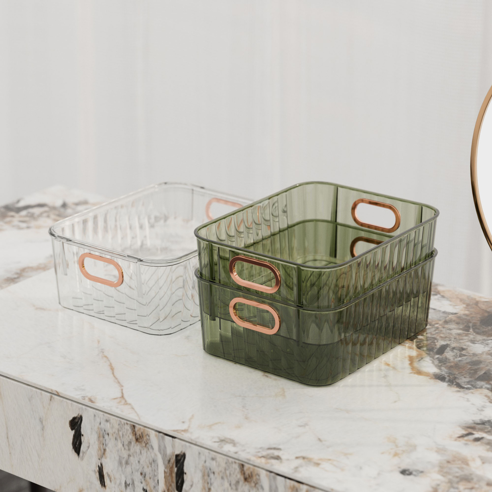 Overflow Purchase Transparent Storage Box Large Capacity Desktop Cosmetics Storage Box Clear with Cover Dustproof Sundries Container