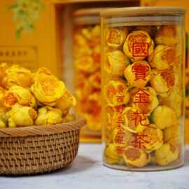 批发散装金花茶广西防城港冻干花50克罐装带礼盒包装现货供应