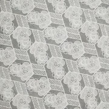 涤纶牛奶丝满幅 乱网镂空水溶花边 蕾丝面料装饰餐桌服装服饰辅料