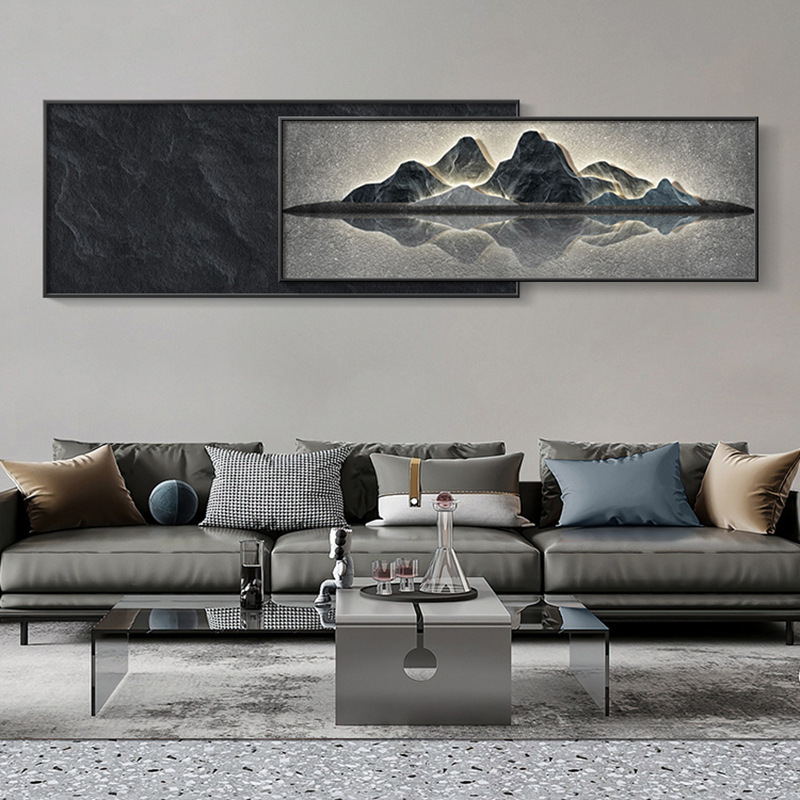 Living Room Decorative Painting with Mountains on the Back High-End Entry Lux Sofa Wall Painting Atmospheric Landscape Overlay Banner Mural