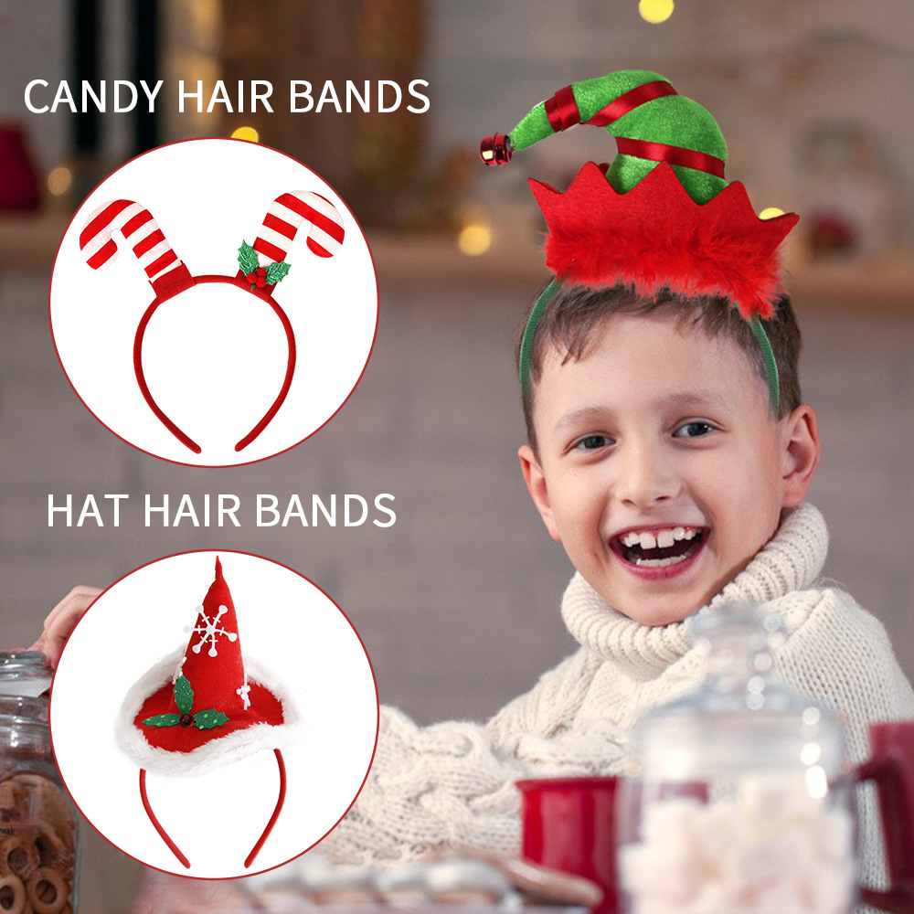 Christmas Headband Christmas Hat Hair Accessories Christmas Adult and Children Party Decorations Three-Dimensional Cartoon Christmas Head Band