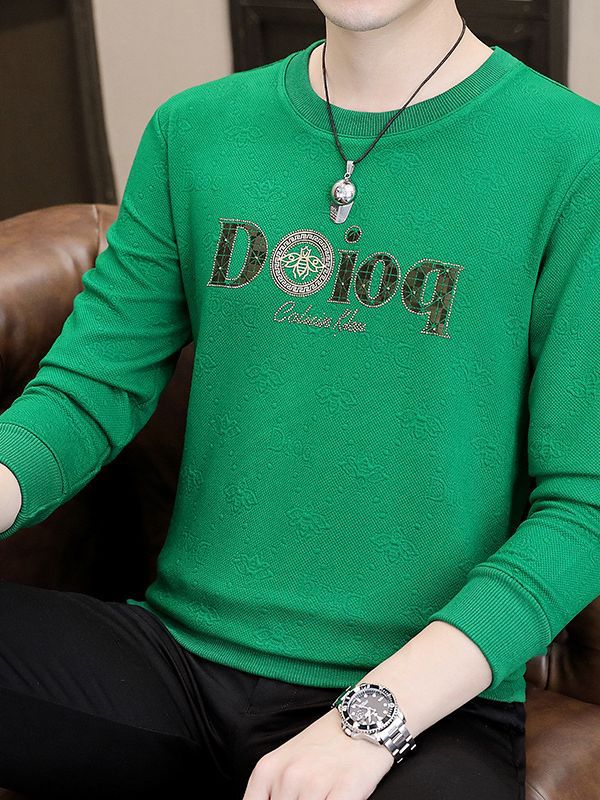 2023 Spring and Autumn Long-Sleeved T-shirt Men's Korean-Style Fashion Slim Fit Undershirt Top Clothes Trendy Sweater Men's Clothing