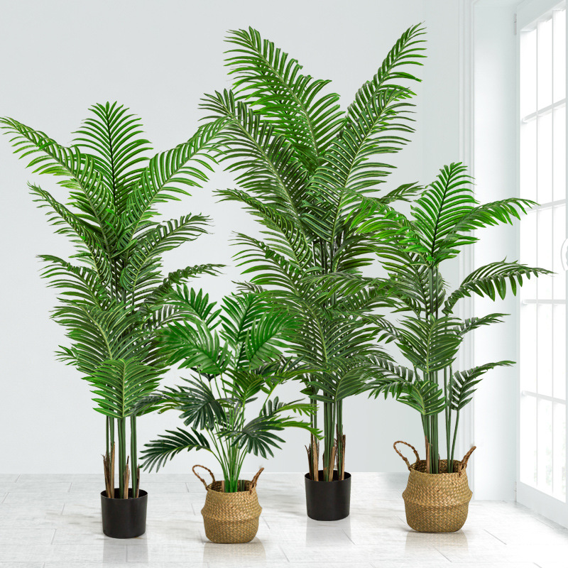 amazon home decoration areca palm simulation nordic style plant fake green plant potted floor indoor decoration fake trees