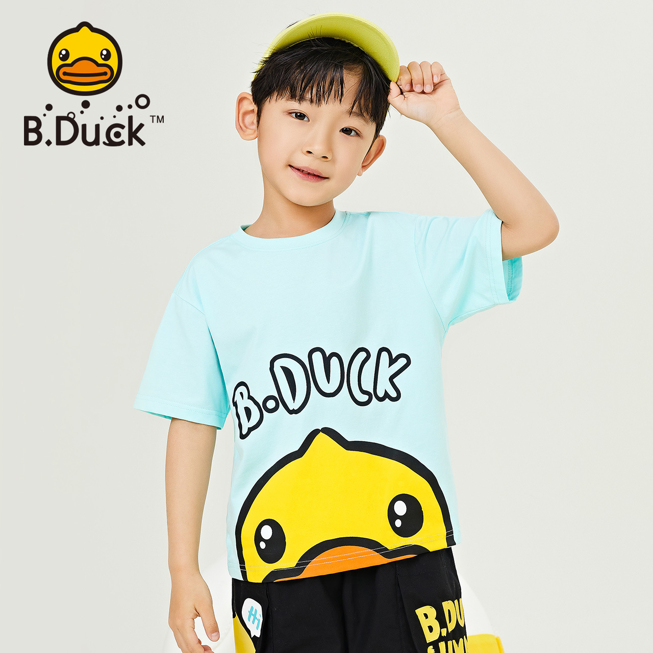 正品bduck小黄鸭童装儿童t恤男童短袖2022新款夏装中小童上衣体恤