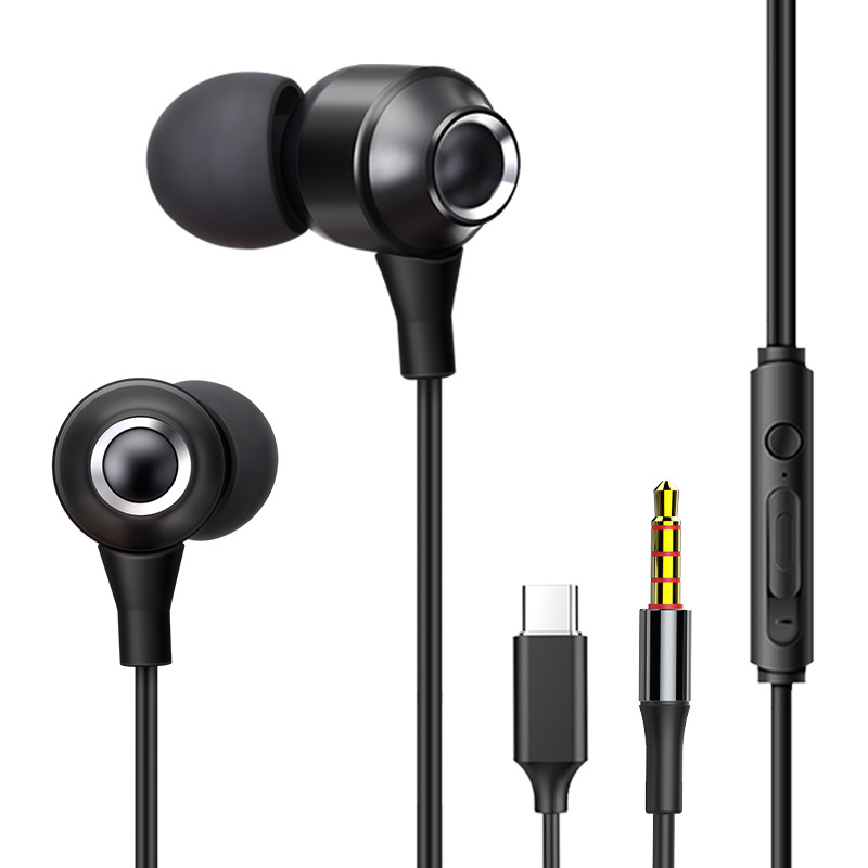 headset Wired Earphone in-Ear Wholesale Mobile Phone Computer Monitor Sound Card Sports Typec Earplugs for Huawei Apple