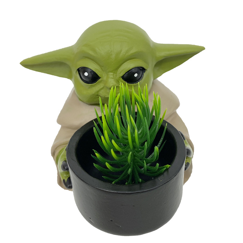 尤达婴儿公仔摆件尤达宝宝周边手办babyyoda树脂花盆摇篮挂件礼物
