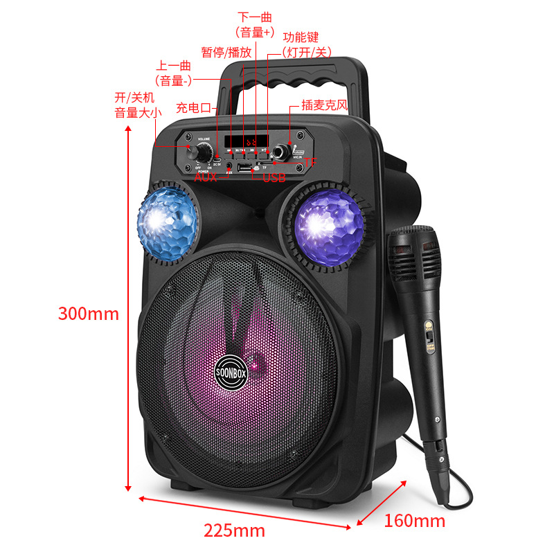 S17 Family KTV Card with Microphone Bluetooth Speaker Square Dance Outdoor Colored Light Speaker
