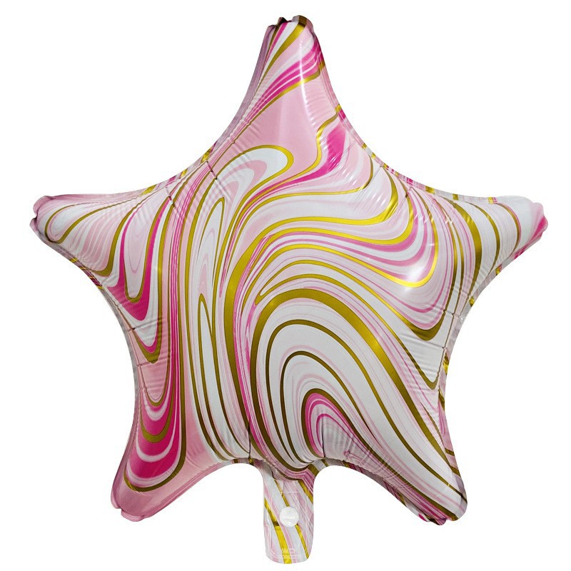 Aluminum Film 18-Inch Agate Five-Pointed Star Love Color Cloud Pattern Valentine's Day Birthday Party Atmosphere Decorations Arrangement Balloon