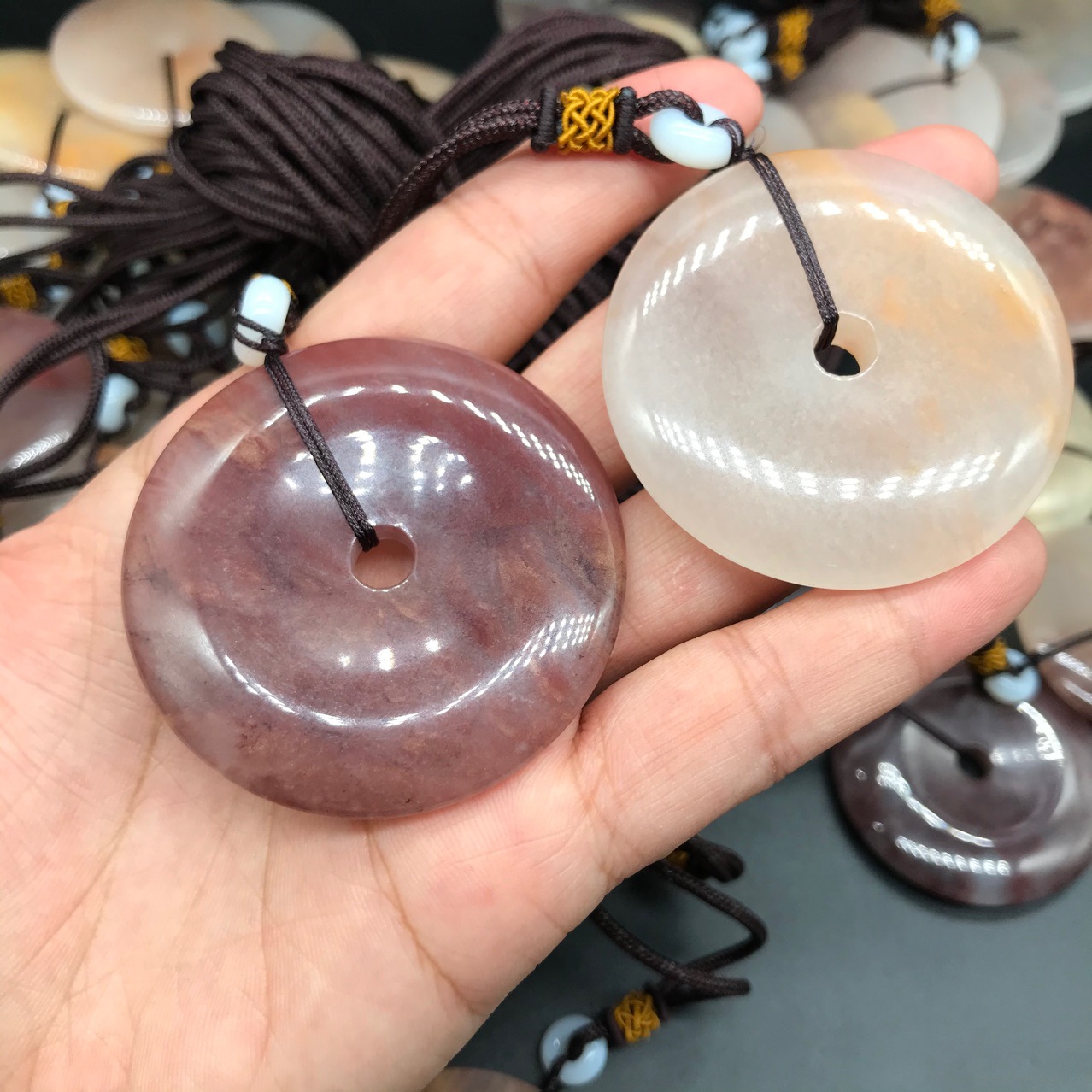 新疆金丝玉紫罗兰大号平安扣吊坠挂件项链高冰通透男女百搭时尚款