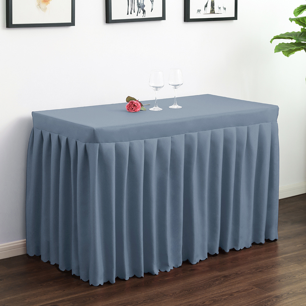 酒店婚庆典红色加厚弹力桌罩活动会议办公长方形桌套裙摆桌裙