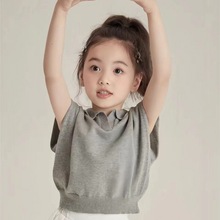2024女童夏季韩版衫新款中大童气质时尚上衣儿童薄款带领百搭