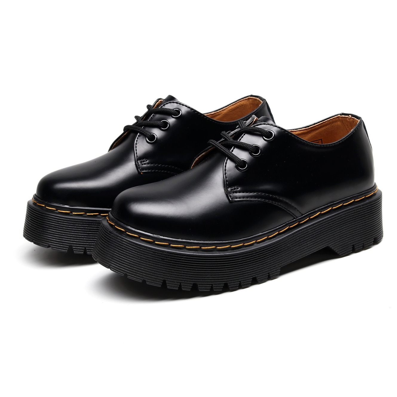 1461厚底3孔quad马丁鞋女低帮真皮外贸热销圆头休闲学