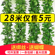 清安葡萄叶假花藤条藤蔓植物树叶绿叶水管道吊顶装饰塑料绿萝