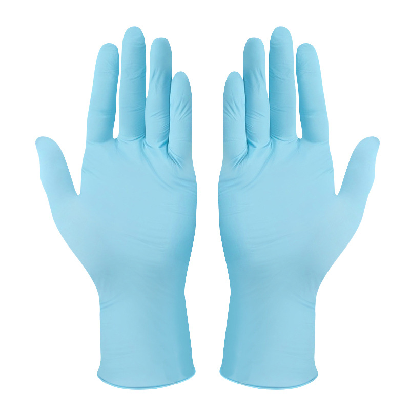 鸿锐蓝色丁腈手套12寸一次性无粉洁净实验室工厂食品工业防护手套