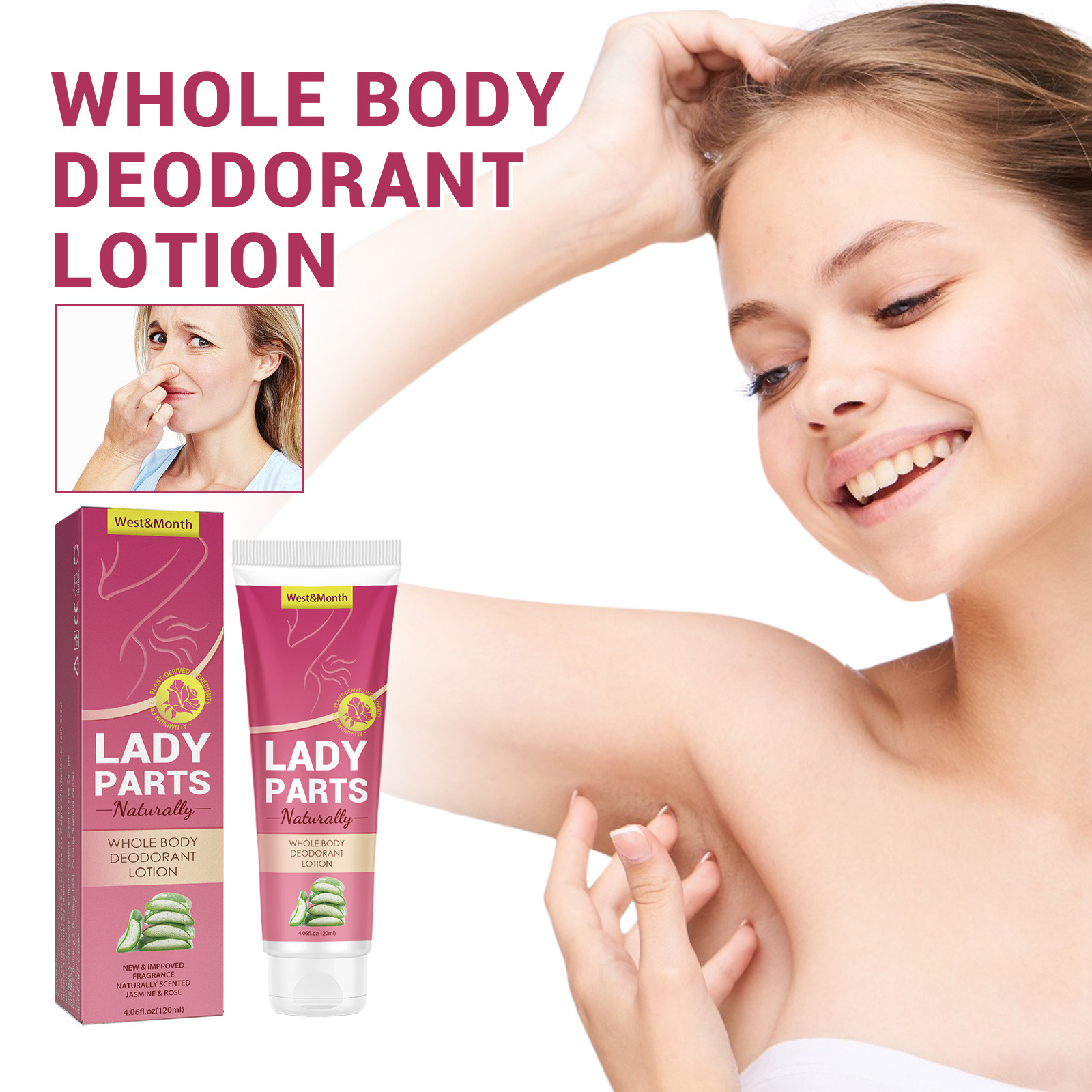 West & Month Body Deodorant Cream Armpit Odor Sweat Odor Cleaning Armpit Whitening Mild Refreshing Deodorant Cream