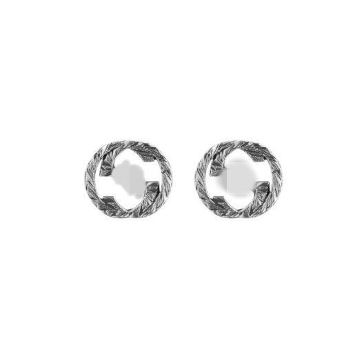 Gujia 925 Sterling Silver Heart-Shaped Enamel Classic Double G Mutual Button Love Personality G Home Ear Studs Jewelry Earrings Generation Hair