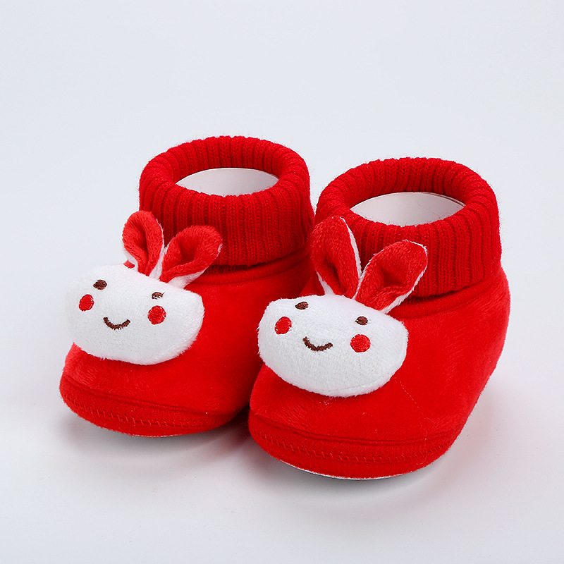 Winter Baby Shoes 0-12 Months Soft Bottom Toddler Baby Shoes Velcro Kids Shoes plus Velvet Thick Cotton Shoes Non-Slip