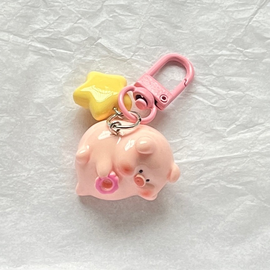 Three-Dimensional Pink Pig Keychain Girl Student XINGX Buckle Girl Schoolbag Girlfriend Gifts Pendant Cartoon Hanging Ornaments