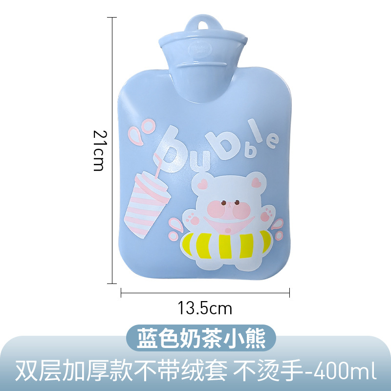 Hot Water Bag Water Injection Hot Water Bottle Women's Small Mini Irrigation Large Cute Hot Water Bag Plush Rubber Thickened Explosion-Proof