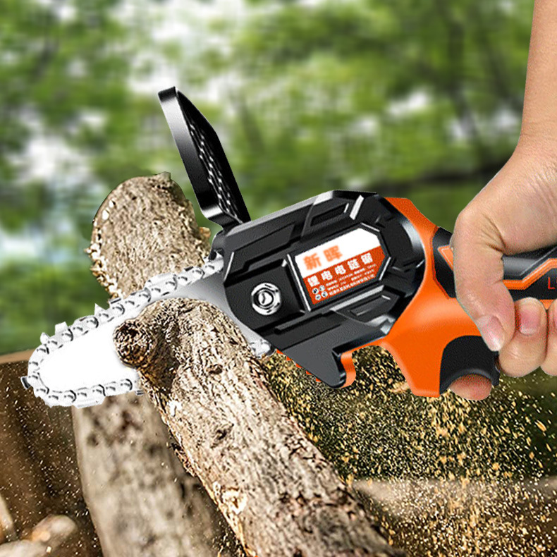 迷你电锯树充电式伐木锯锂电动木工家用小型手持锂电池无线电链锯