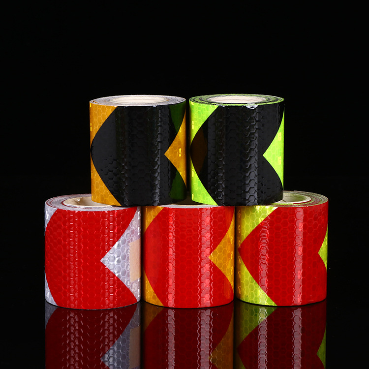 荧光箭头反光贴晶彩格汽车防撞反光条夜光道路交通标识地贴反光膜