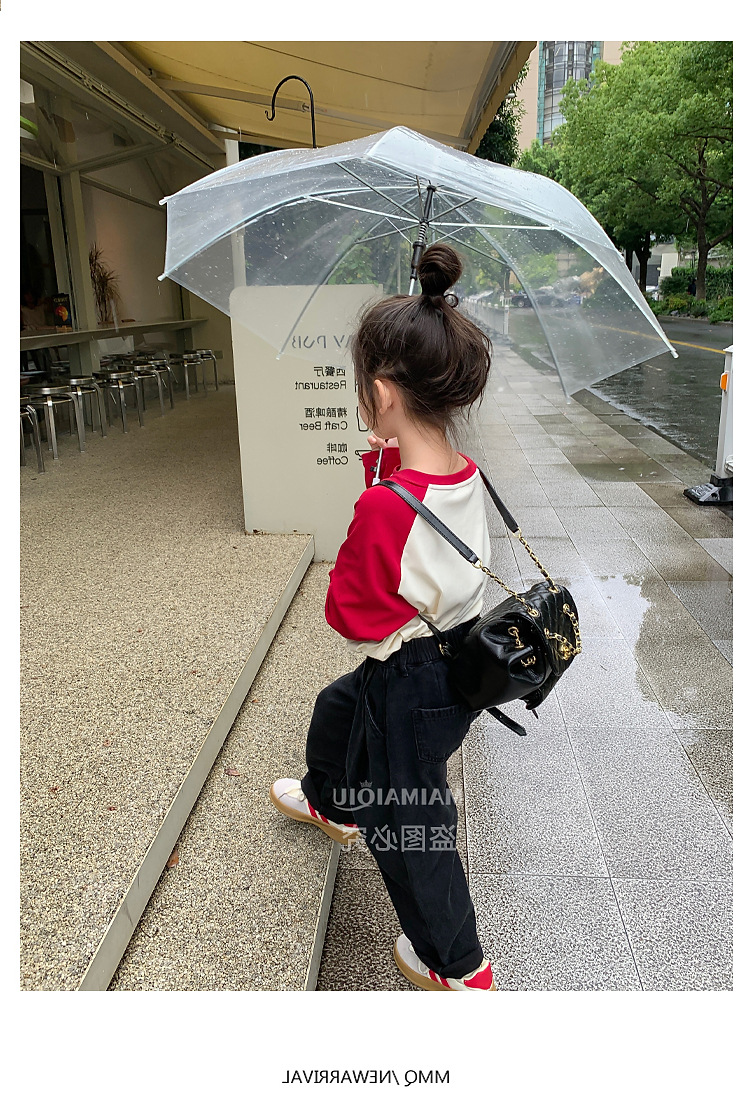 童装儿童韩系卡通印花T恤2024秋季新款女童宽松撞色插肩袖上衣潮详情19