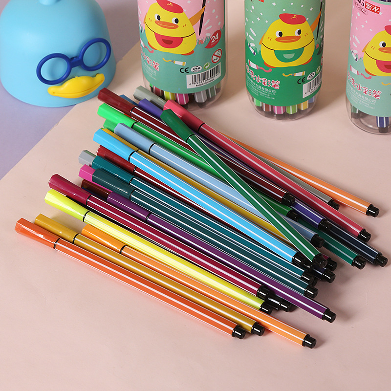 厂家直销儿童卡通可水洗小黄鸭水彩笔小学生彩色画笔文具套装批发