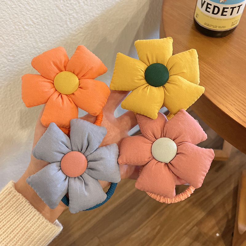 Children's Hair Accessories Cute Flowers Hair Bands Little Girl Headdress Girls Rubber Hand with Flower Style Ornament Baby Hair Ties Wholesale