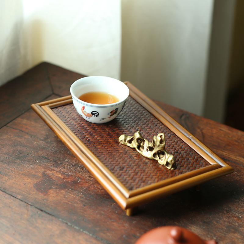 大漆茶台 原竹日式席茶具茶盘家用小茶台茶桌壶垫干泡台 一壶一杯