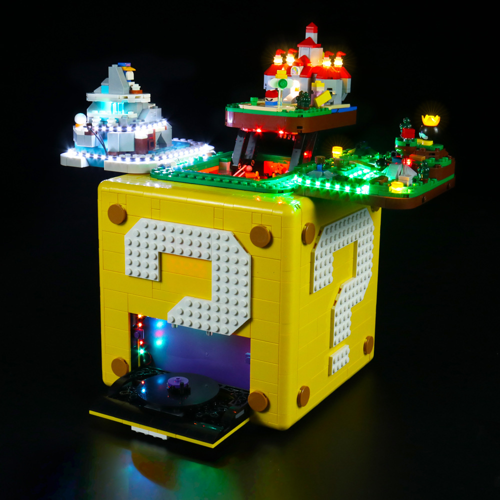 兼容乐高71395超级马里奥64问号砖块gc系列跨境专供一体式灯饰