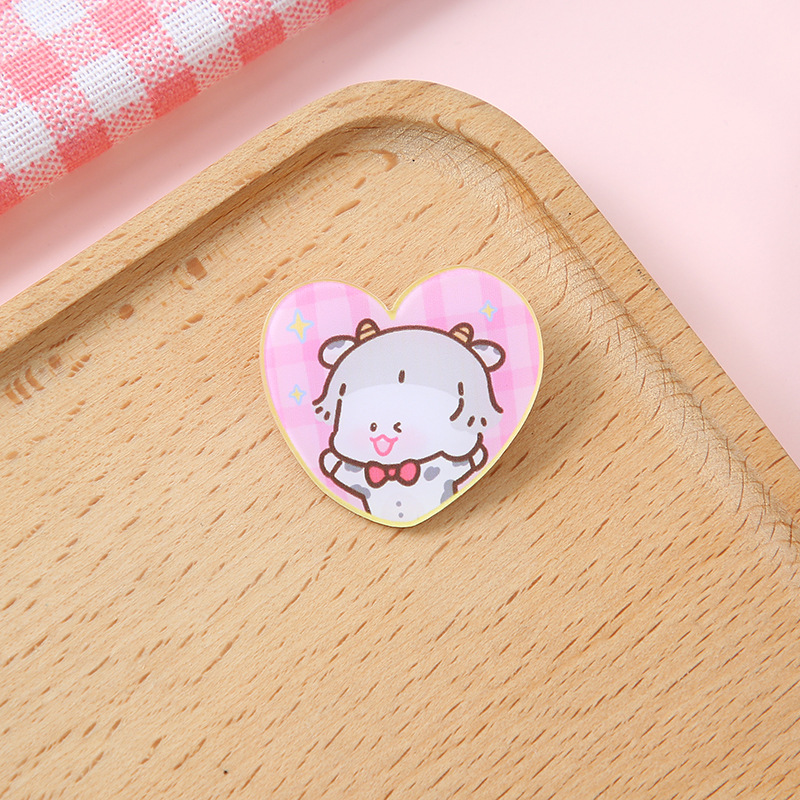Factory Direct Supply Acrylic Brooch Girl Heart Cartoon Cute Brooch Girl Clothes Decoration Badge Wholesale