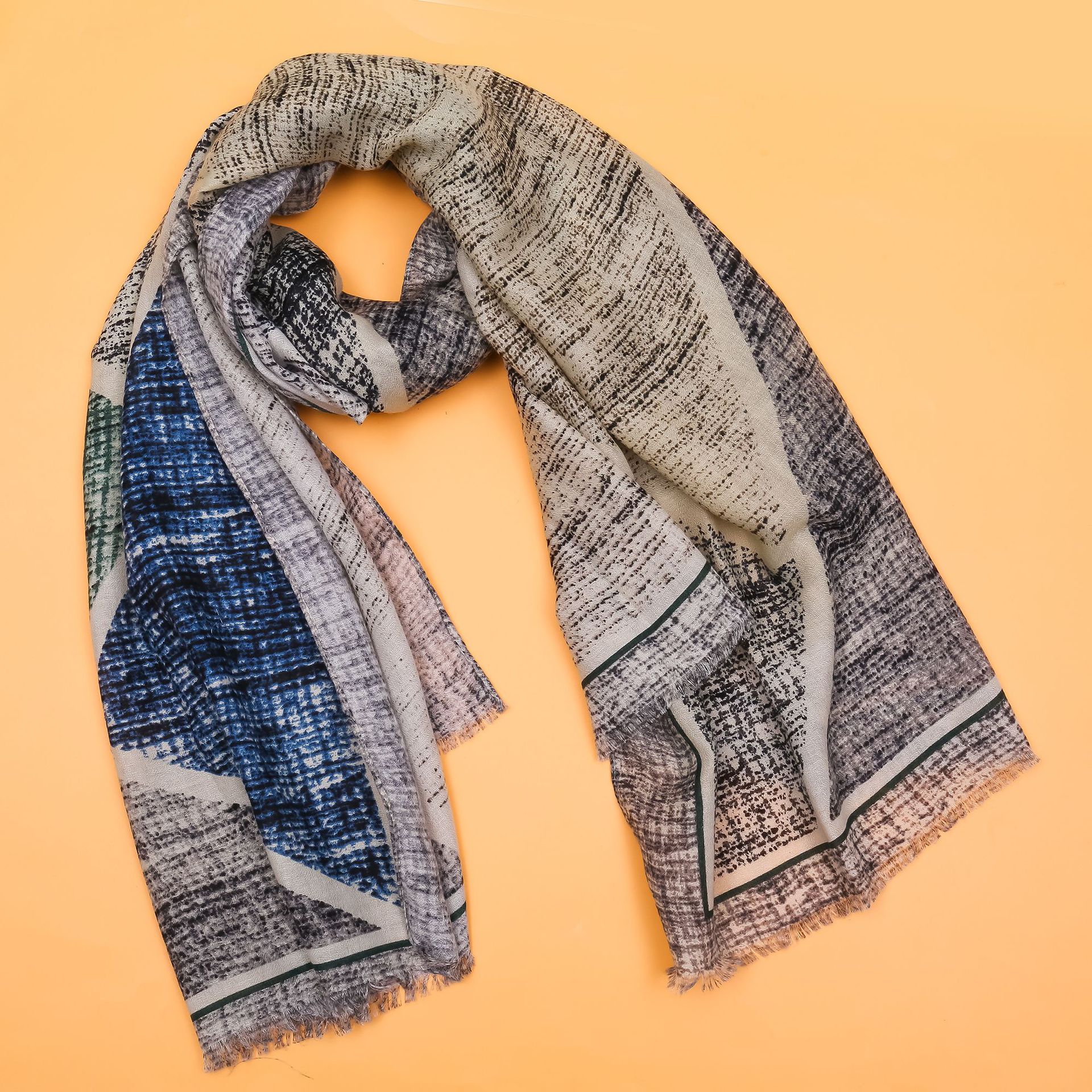 亚马逊速卖通跨境新款棉麻围巾不规则保暖女围脖围巾