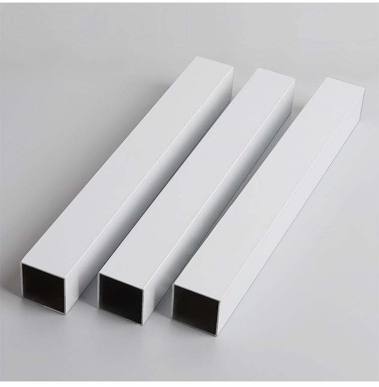白色铝方管 现货胚料铝方管 白色粉末喷涂铝扁管 香槟金色铝方管
