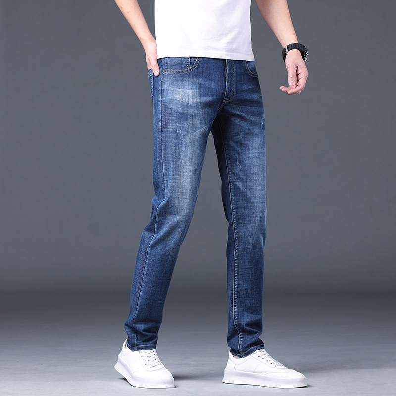 Summer Men's Jeans Pencil Pants Slim Fit Stretch All-Matching Youth Trendy Thin Casual Men's Pants Xintang