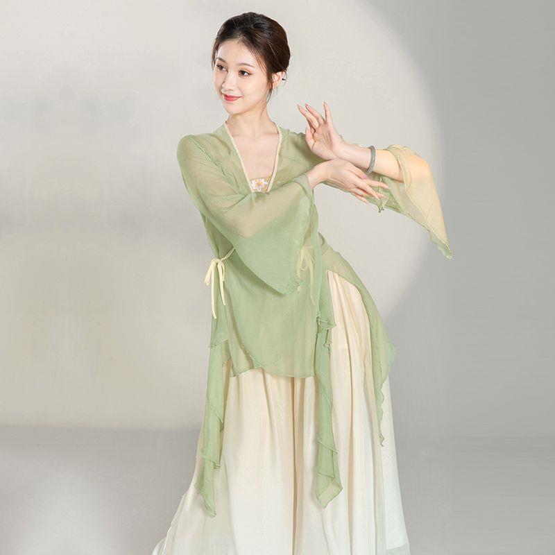 演出服套装古典舞蹈服装飘逸雪纺仙气纱衣中国舞练功服古风元素服