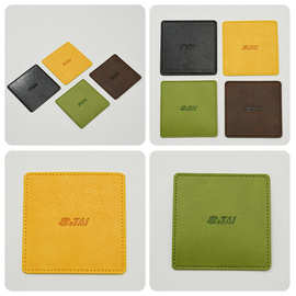 定制pu皮革杯垫方形桌面防滑隔热垫家用皮革桌垫防水茶杯垫工厂