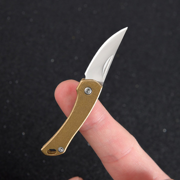 复古黄铜犀牛小刀迷你折刀锋利防身工具随身钥匙扣开箱拆快递小刀