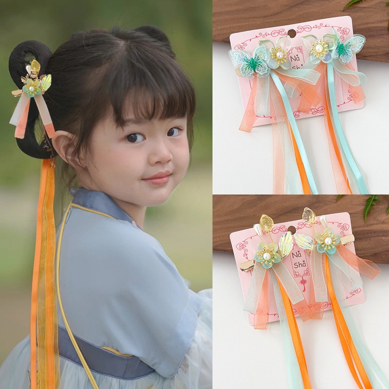 44成交268件汉服发饰儿童古风花朵发夹流苏步摇发卡小女孩中国风公主