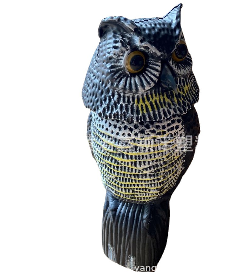 跨境亚马逊塑料仿真花园摆件假动物驱赶老鼠摇头猫头鹰钉子风板