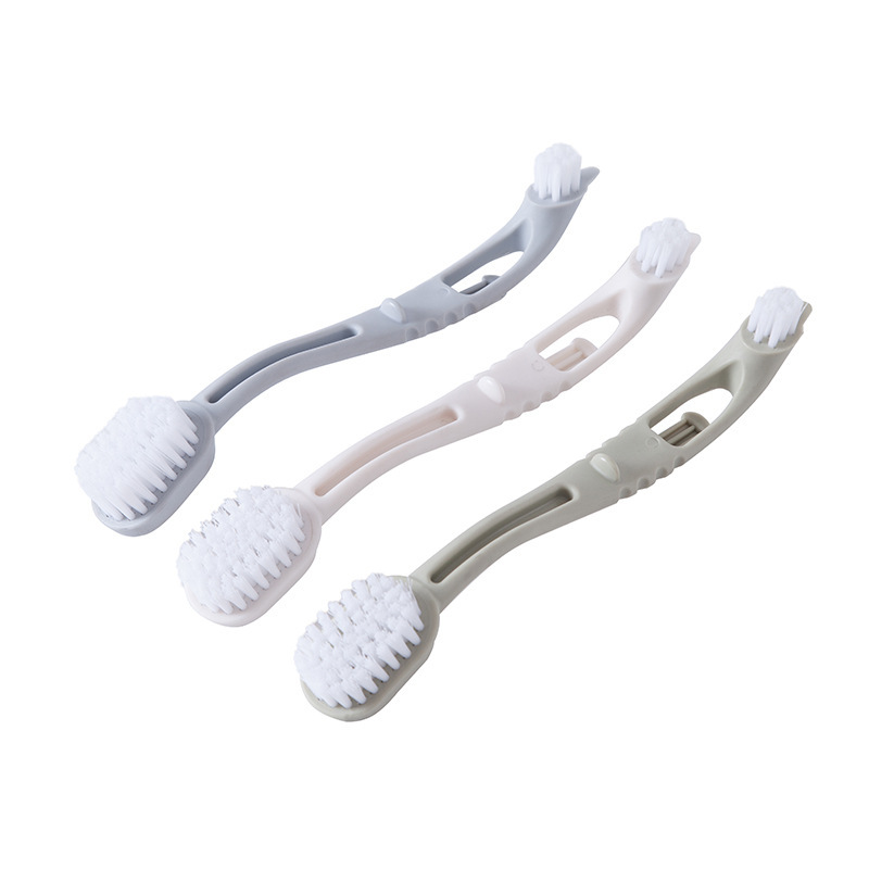 Double-Headed Household Brush Soft Fur Shoe Brush Small White Shoe Brush Long Handle Cleaning Brush Shoe Brushing with Sole Cleaning Shoe Brushing