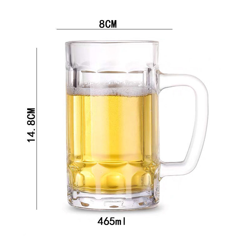 Glass with Handle Tea House Heat Resistant Tea Cup Household Beer Draft Glass Thickened and Large-Capacity Glass Tea Cup