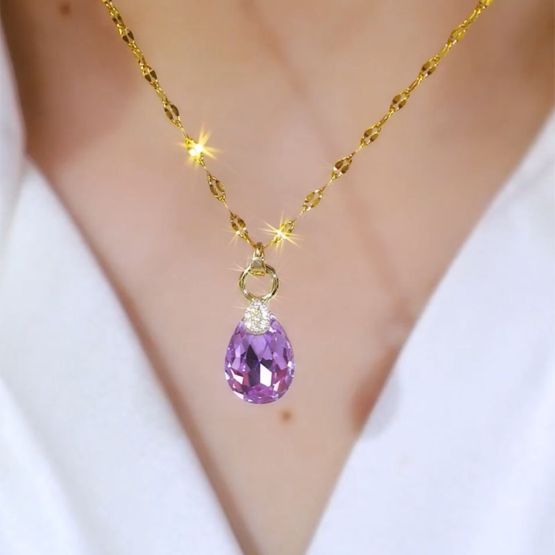 气质高级感灵动紫水晶项链2024新款轻奢小众百搭ins风锁骨链颈链