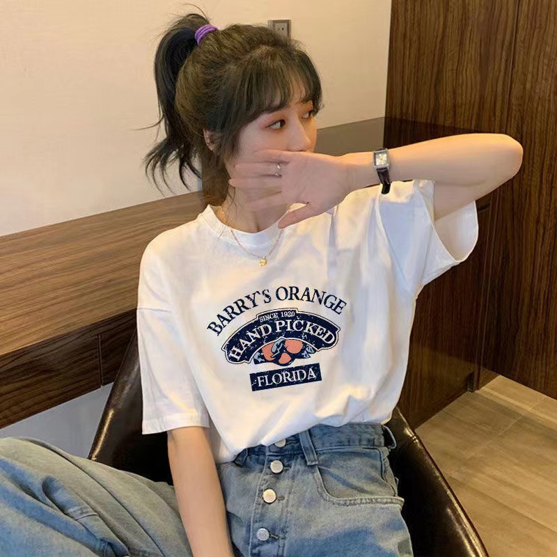 2024春夏季潮新款短袖女t恤女学生韩版时尚宽松大码ins上衣打底衫