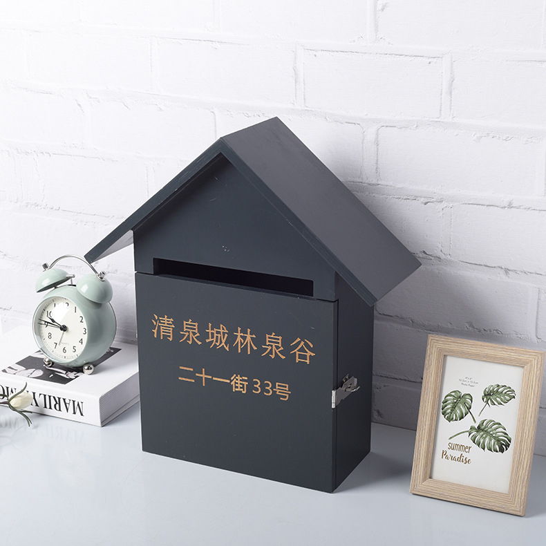 门口收纳邮箱 悬挂式木盒家用信箱挂墙水电费箱子别墅木质信箱