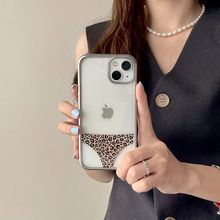 电镀欧美恶搞豹纹裤衩iPhone15苹果12适用13/14pro max手机壳防摔