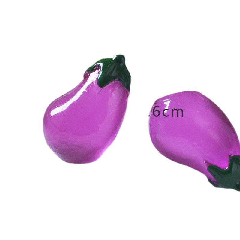 New Tik Tok Live Stream Emulational Fruits and Vegetables DIY Ornament Hair Accessories Eggplant Resin Flat Luminous Accessories