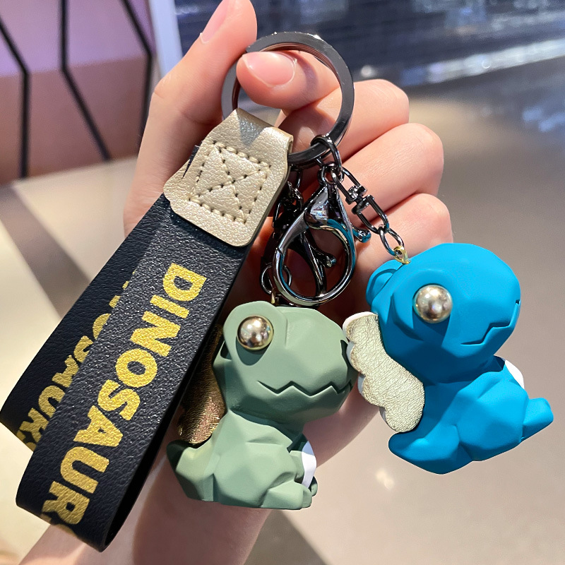 Nordic Style Creative Cut Dinosaur Keychain Pendant Couple Car Bag Small Pendant Cute Doll Key Chain