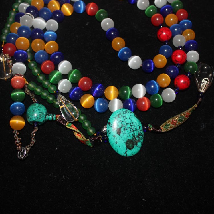 古玩仿古老物件 清宫廷老朝珠 多彩玛瑙朝珠多宝串批发 猫眼朝珠